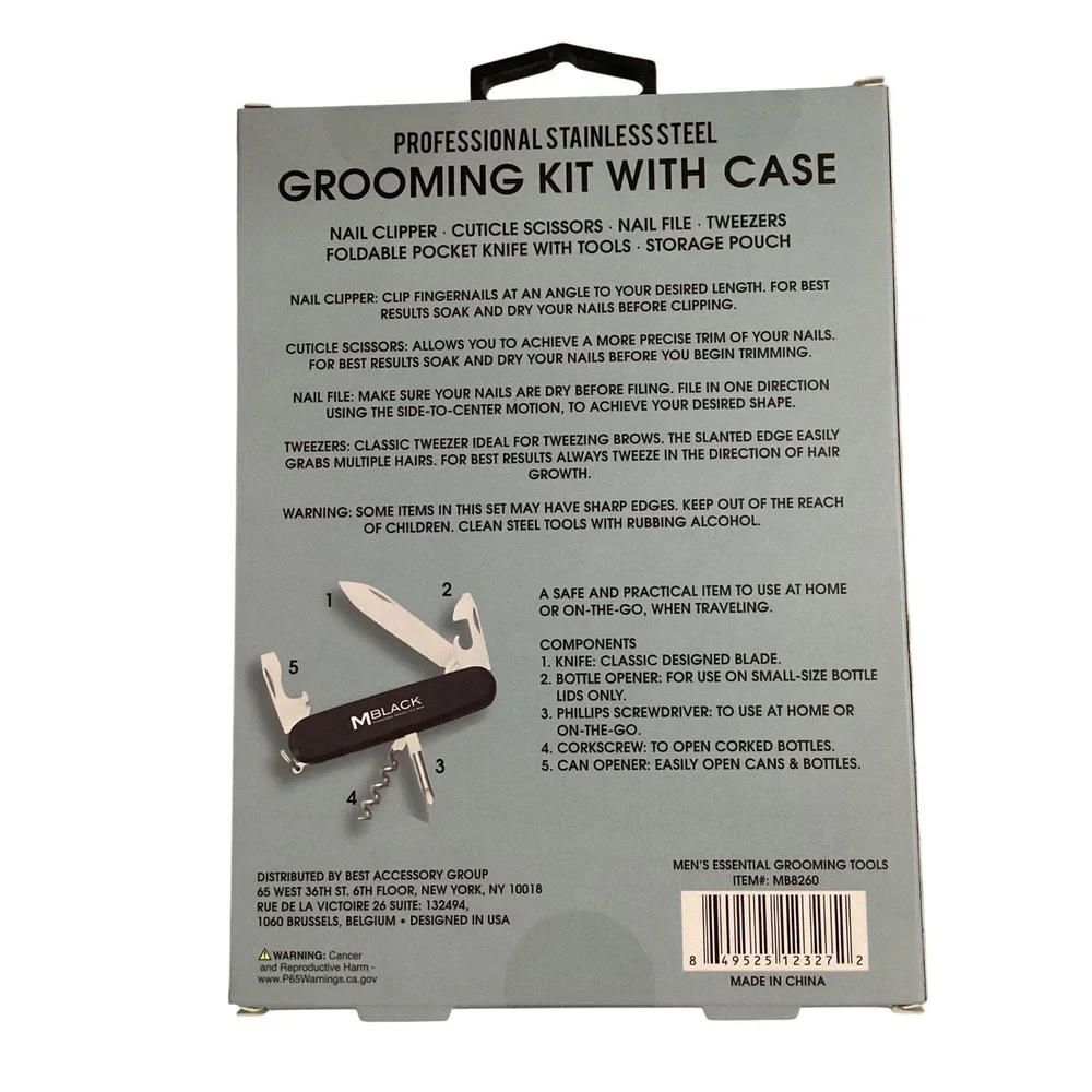 M Black Men's Grooming Kit with Case Stainless Steel Tools‎ Set